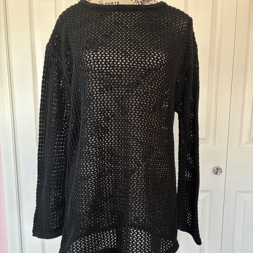 Banana republic open stitch black sweater, size L